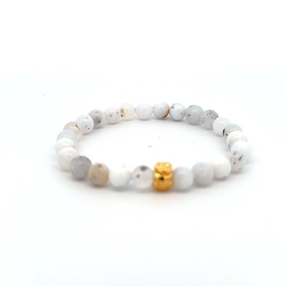 18K Gold Money Bag Lucky Charm Bracelet Gemstones Natural Multicolor Opal 6mm - Picture 1 of 5